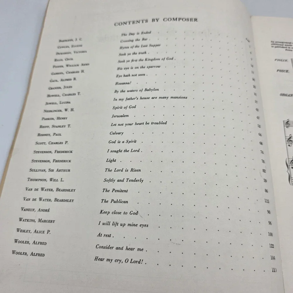 Choice Sacred Songs High & Low Voice Wilman Wilmans 1936 Violin Organ 1st Ed.